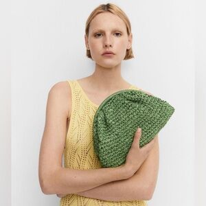 Mango Positano Straw Clutch Bag